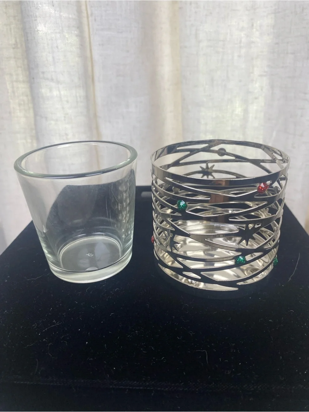 Yankee Candle Christmas Lights Tea Light Votive Holder Metal Silver 1567023